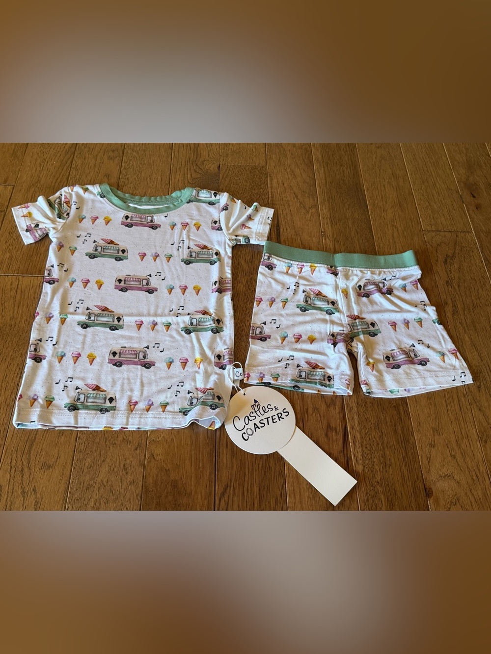NWT Castles & Coasters Ice Cream Bamboo Shorts Set 2t